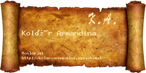 Kolár Armandina névjegykártya